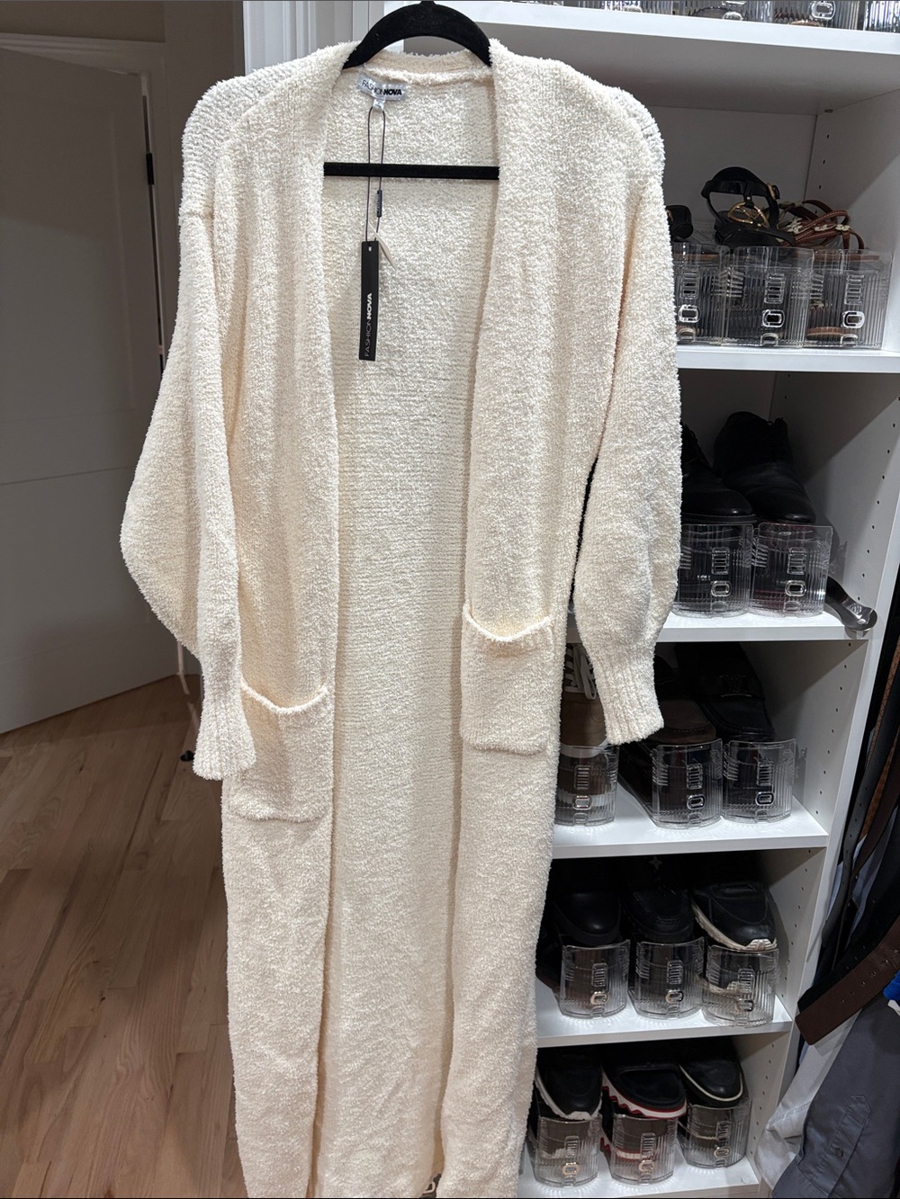 Fashion Warm Nova Cream Long Open-Front Knit Cardigan Set